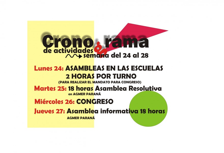 CRONOGRAMA DE ACTIVIDADES SEMANA 24 AL 28 DE AGOSTO 2015 EN AGMER PARANÁ