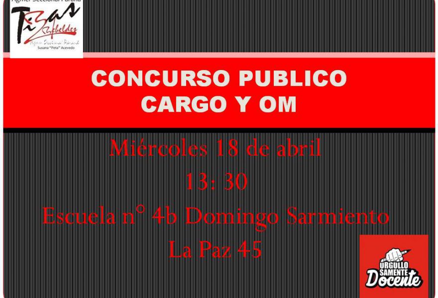 Concurso Público  18 de abril de 2018-   Cargo y OM