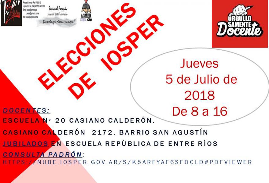 Jueves 5 de Julio de 2018. Elecciones IOSPER
