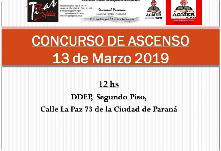 13 Marzo de Marzo de 2019 CONCURSO -Ascenso