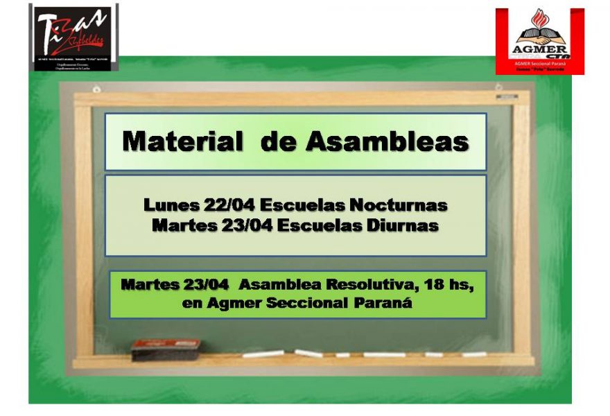 Material de asambleas en las escuelas. 22 de Abril y 23 de Abril del 2019