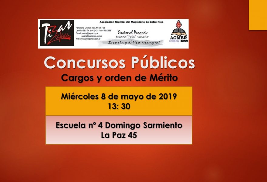 Miércoles 8 de Mayo de 2019.  Concurso Publico`.