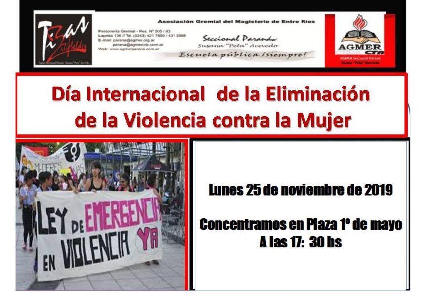 25 DE NOVIEMBRE: DÍA INTERNACIONAL DE LA ELIMINACIÓN DE LA VIOLENCIA CONTRA LA MUJER
