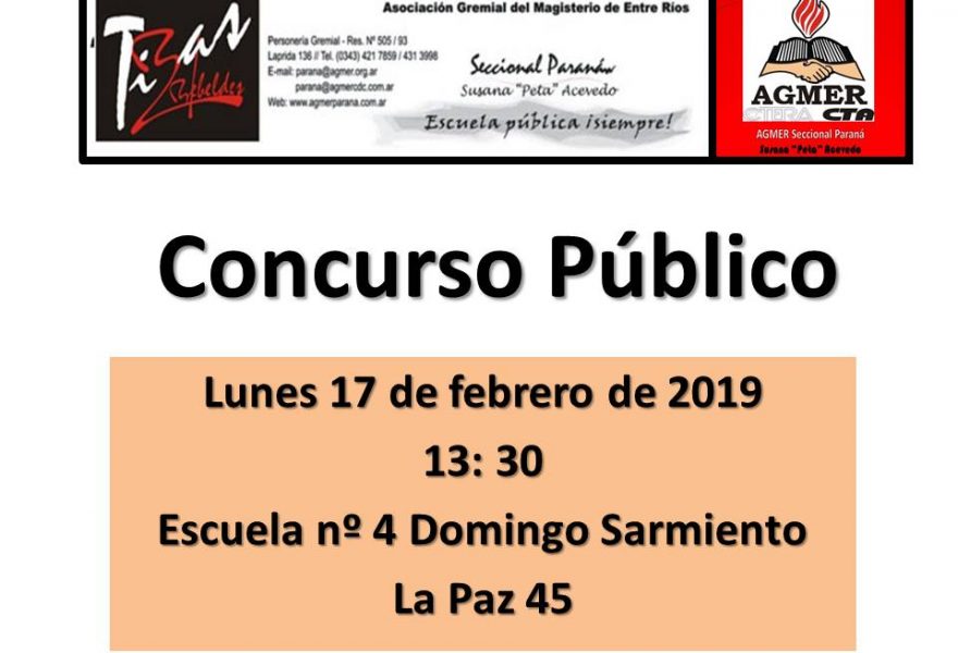 Concurso Público. 17 de febrero de 2020