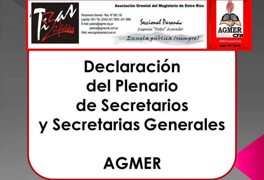 Declaración del Plenario  de Secretarios  y Secretarias Generales