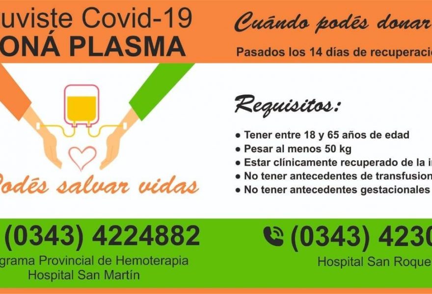 Llamado a la Solidaridad, Donación de plasma de pacientes recuperados de COVID-19