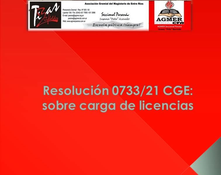 Resolución 0733/21 CGE: sobre carga de licencias