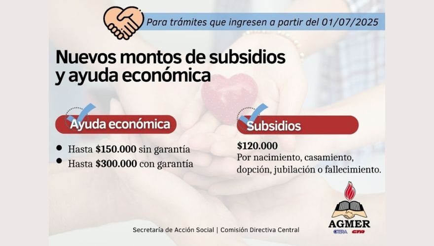 Nuevos montos de ayudas económicas y subsidios